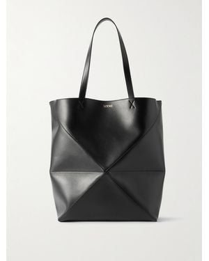 Loewe Paula's Ibiza Puzzle Large Panelled Leather Tote Bag - Black
