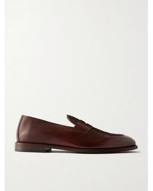 Brunello Cucinelli Woven Leather Penny Loafers - Brown