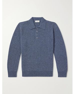 Piacenza 1733 Ribbed Cashmere Polo Shirt - Blue