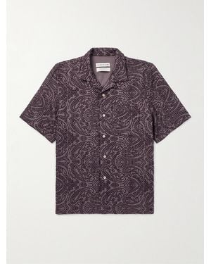 A Kind Of Guise Gioia Convertible-collar Embroidered Linen-blend Shirt - Purple