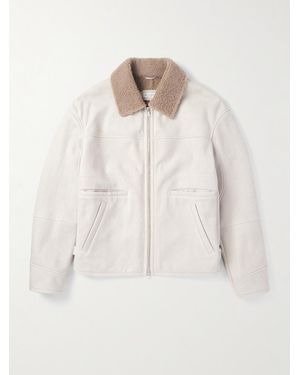 Brunello Cucinelli Slim-fit Ribbed Shearling Jacket - Natural