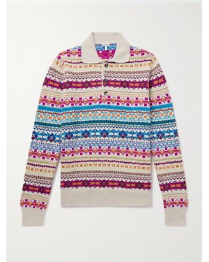 Loewe Fair Isle Jacquard-knit Wool Polo Shirt - Red