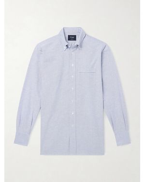Drake's Button-Down Collar Cotton Oxford Shirt - White