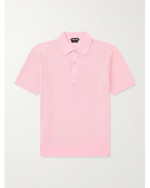 Tom Ford Silk And Cotton-Blend Piqué Polo Shirt - Pink