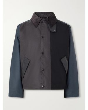 Barbour Bedale Corduroy-Trimmed Waxed-Cotton Jacket - Black