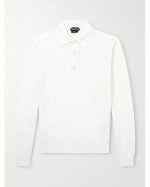 Tom Ford Silk And Cotton-Blend Piqué Polo Shirt - White