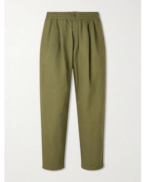 Neighborhood Wide-Leg Cotton And Linen-Blend Twill Trousers - Green