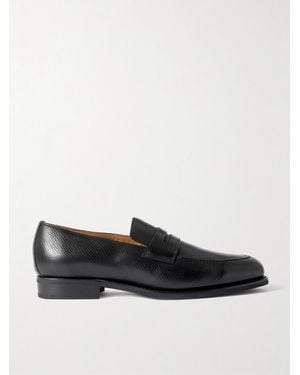 Majordome M08 Cross-grain Leather Penny Loafers - Black
