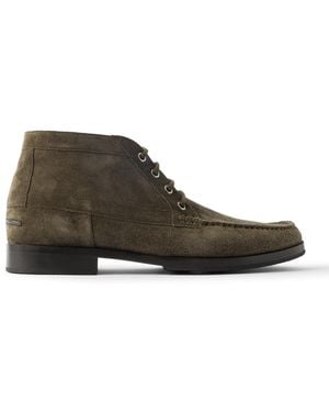 Manolo Blahnik Crosta Rhinebeck Suede Lace-Up Boots - Brown