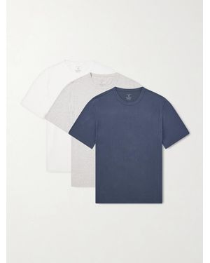 Officine Generale Three-Pack Organic Cotton-Jersey T-Shirt - Blue