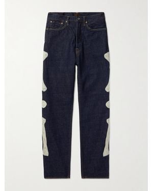 Kapital Slim-Fit Crochet-Trimmed Jeans - Blue