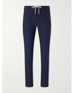 Eleventy Straight-Leg Cotton-Blend Trousers - Blue