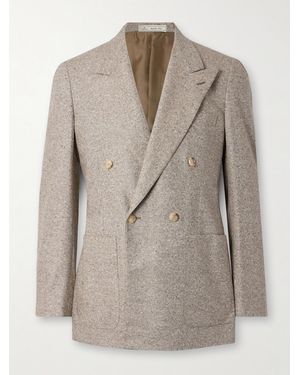 Umit Benan Double-Breasted Wool And Cashmere-Blend Suit Jacket - Natural