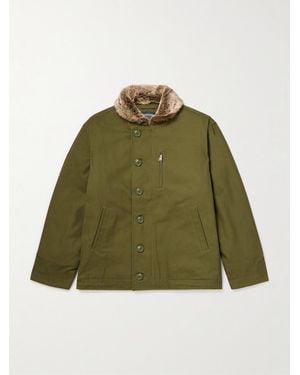 FRIZMWORKS Edgar Plush-Trimmed Cotton-Canvas Jacket - Green