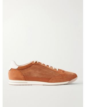 Brunello Cucinelli Leather-trimmed Suede Trainers - Brown