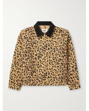 Wacko Maria Dickies Logo-Appliquéd Corduroy-Trimmed Leopard-Print Cotton-Canvas Jacket - Metallic
