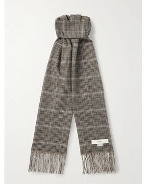 James Purdey & Sons Tom Fringed Checked Wool And Cashmere-Blend Scarf - Grey
