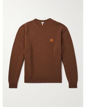 Loewe Anagram Logo-Embroidered Wool Sweater - Brown
