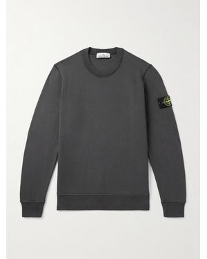 Stone Island Sweatshirt aus Baumwoll-Jersey mit Logoapplikation in Stückfärbung - Grau