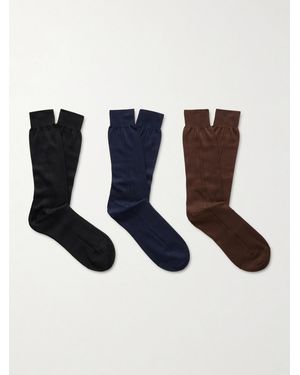 MR P. Three-Pack Organic Cotton Socks - Blue