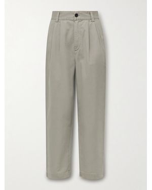 Agolde Slater Straight-Leg Pleated Cotton-Twill Trousers - Grey