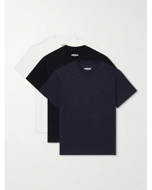 Jil Sander Three-Pack Logo-Appliquéd Cotton-Jersey T-Shirts - Blue