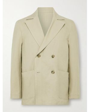 STÒFFA Unstructured Double-Breasted Washed-Linen Blazer - Natural