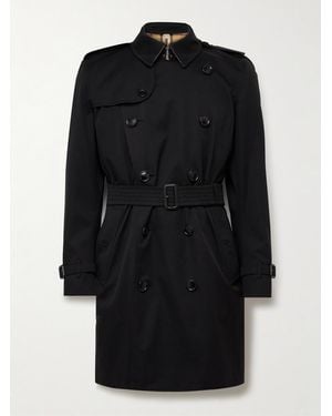 Burberry Kensington Double-breasted Belted Cotton-gabardine Trench Coat - Black