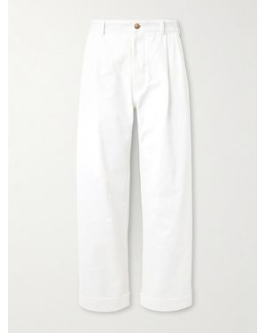 Ghiaia Marinaio Straight-Leg Pleated Cotton-Twill Chinos - White