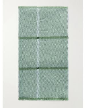 God's True Cashmere Fringed Striped Cashmere Scarf - Green