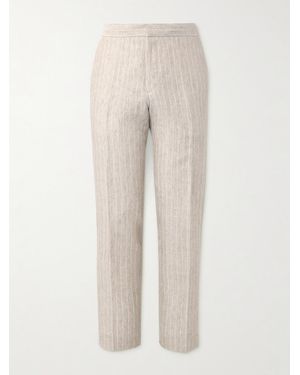 MR P. James Straight-Leg Striped Linen Suit Trousers - Natural