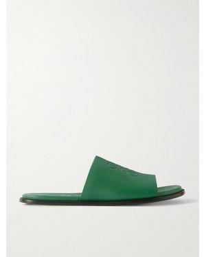 Loewe Paula's Ibiza Logo-debossed Leather Slides - Green