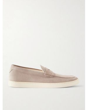 Brunello Cucinelli Suede Penny Loafers - Natural