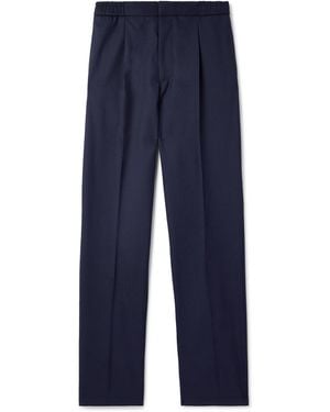 Officine Generale Drew Tapered Pleated Wool Pants - Blue