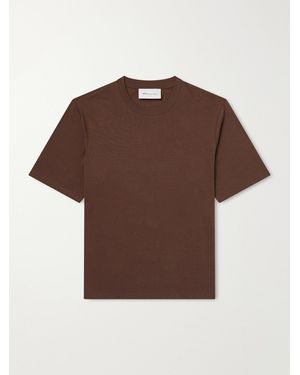 Ami Paris Logo-Embroidered Cotton-Jersey T-Shirt - Brown