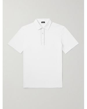 ZEGNA Polohemd aus Baumwoll-Piqué mit Lederbesatz - Weiß