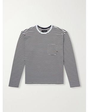 Rag & Bone Striped Cotton-Jersey T-Shirt - Blue