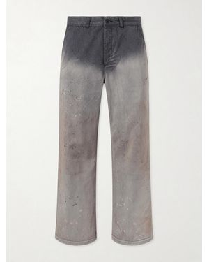 Our Legacy Rig Wide-Leg Paint-Splattered Jeans - Grey