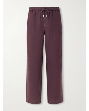 MR P. Edward Straight-Leg Garment-Dyed Linen Drawstring Trousers - Purple