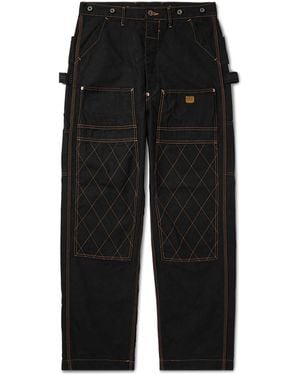 Kapital Lumber Straight-Leg Embroidered Cotton-Canvas Cargo Pants - Black