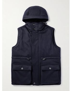 Loro Piana Damiano Shearling-lined Padded Storm System® Cashmere-felt Hooded Gilet - Blue