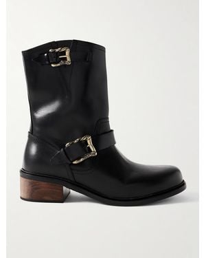 Enfants Riches Deprimes Engineer Buckled Leather Boots - Black