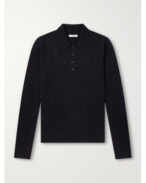 Lemaire Mouliné Wool Polo Shirt - Blue