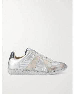Maison Margiela Replica Leather-trimmed Shell Trainers - Metallic