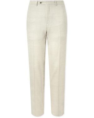 Rubinacci Luca Tapered Herringbone Linen Suit Pants - Natural