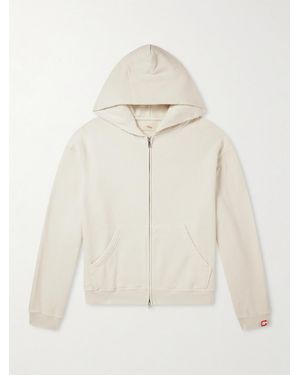 CHERRY LA Distressed Cotton-Fleece Zip-Up Hoodies - Natural