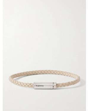 Le Gramme 7g Sterling Silver Woven Leather Bracelet - Natural