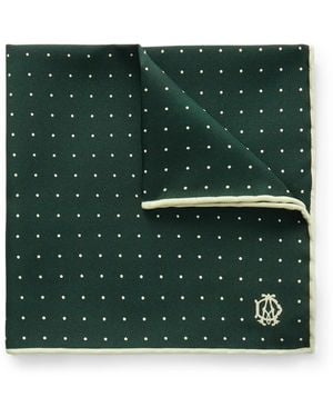 dunhill Polka-Dot Mulberry Silk-Twill Pocket Square - Green