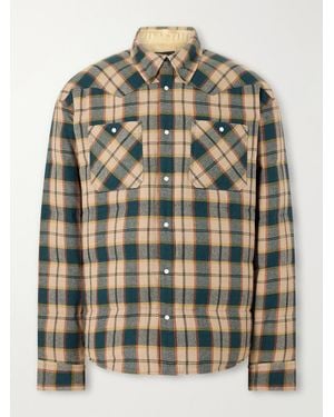 Visvim Kerchief Checked Wool And Linen-Blend Down Jacket - Green