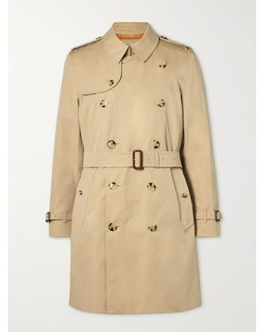 Burberry Kensington Trenchcoat aus Baumwollgabardine mit doppelreihiger Knopfleiste und Gürtel - Natur